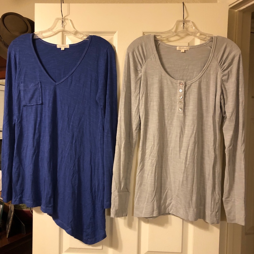 Bundle (2) ecoSkin Tee Shirts Blue & Grey - NWOT Made in USA